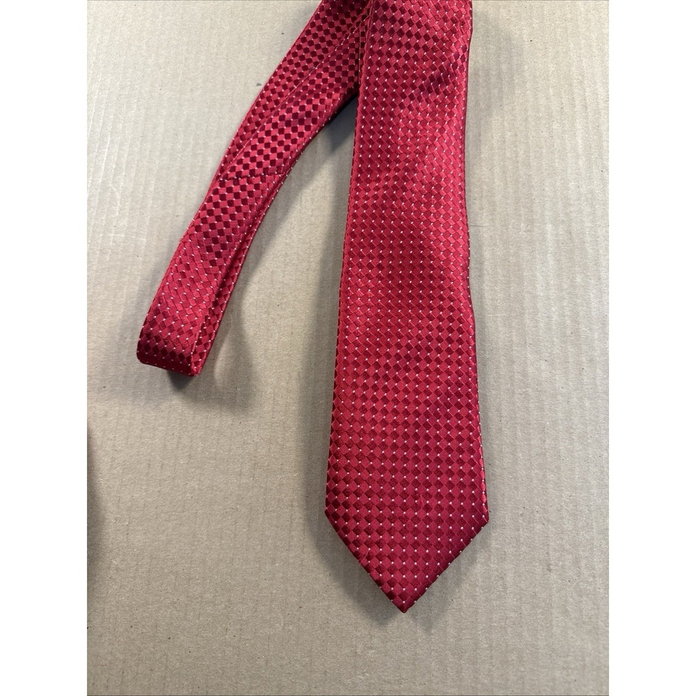Donald J Trump‎ Signature Collection Red Silk Jacquard Geometric Pattern Necktie